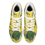 Yellow Tulip Print High Top Leather Sneakers