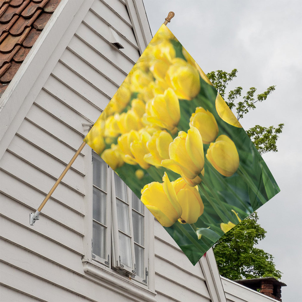 Yellow Tulip Print House Flag