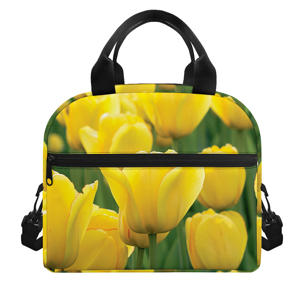 Yellow Tulip Print Insulated Lunch Bag