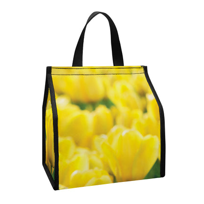 Yellow Tulip Print Insulated Lunch Tote