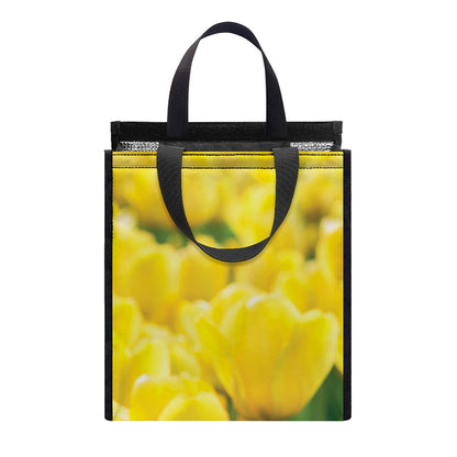 Yellow Tulip Print Insulated Lunch Tote