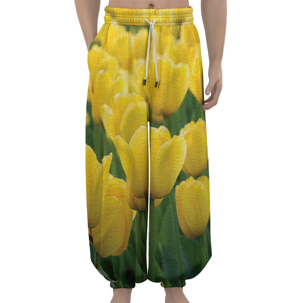 Yellow Tulip Print Lantern Pants