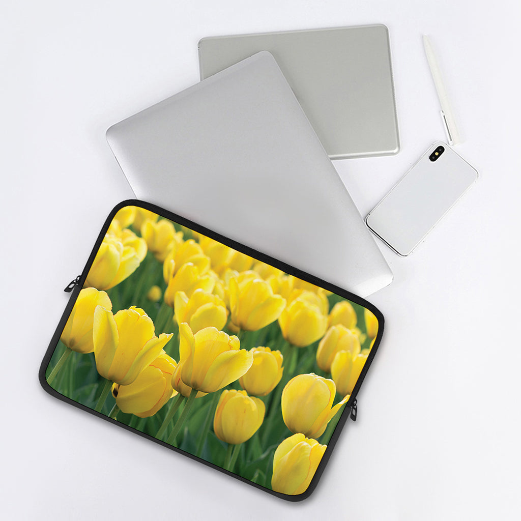 Yellow Tulip Print Laptop Sleeve