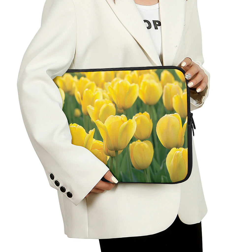 Yellow Tulip Print Laptop Sleeve