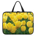 Yellow Tulip Print Laptop Sleeve With Handle
