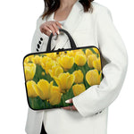 Yellow Tulip Print Laptop Sleeve With Handle
