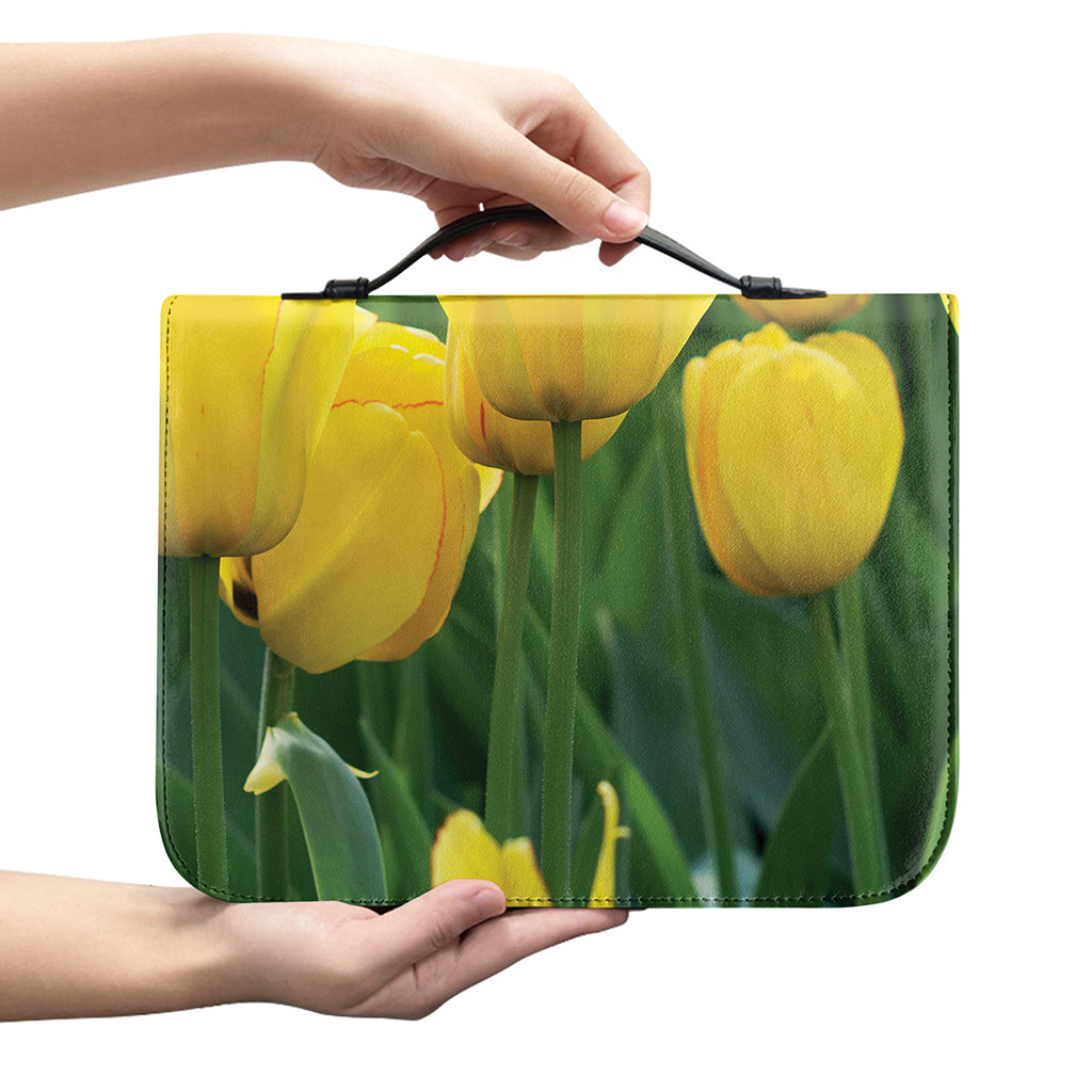Yellow Tulip Print Leather Bible Cover