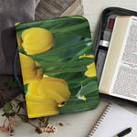 Yellow Tulip Print Leather Bible Cover