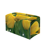 Yellow Tulip Print Leather Tissue Box Cover