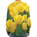 Yellow Tulip Print Long Sleeve Baseball Jersey