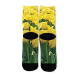 Yellow Tulip Print Long Socks
