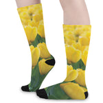 Yellow Tulip Print Long Socks