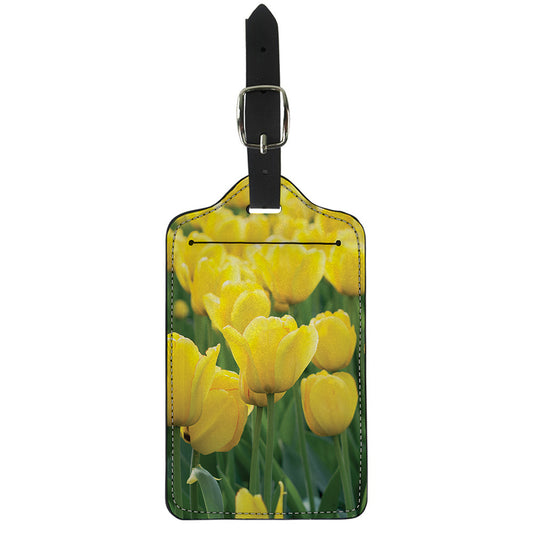 Yellow Tulip Print Luggage Tag