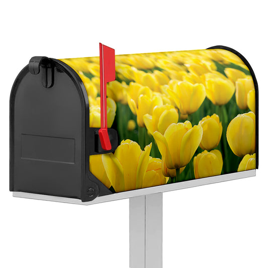 Yellow Tulip Print Mailbox Cover