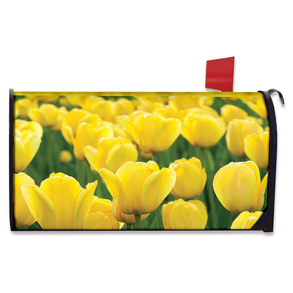 Yellow Tulip Print Mailbox Cover