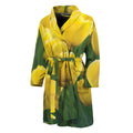 Yellow Tulip Print Men's Bathrobe