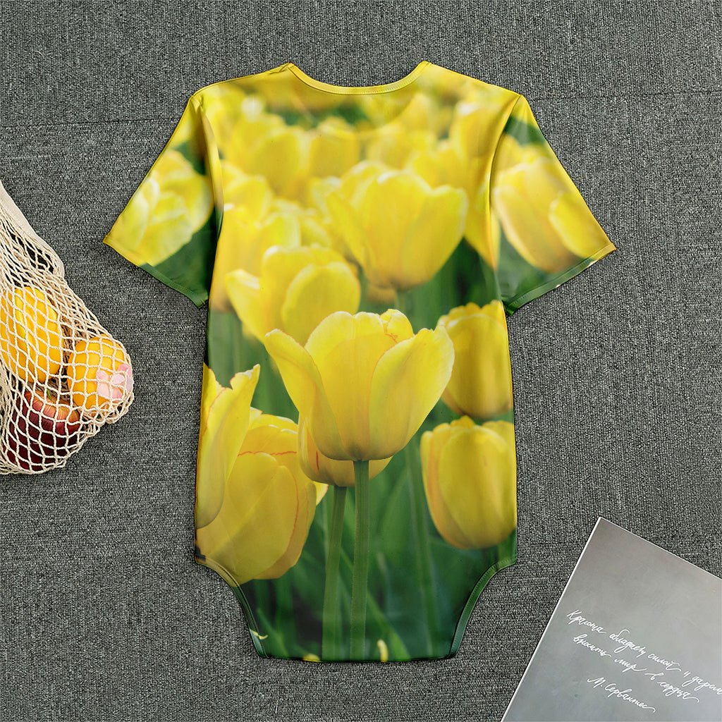 Yellow Tulip Print Men's Bodysuit