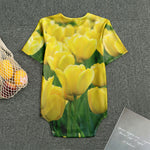 Yellow Tulip Print Men's Bodysuit