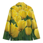 Yellow Tulip Print Men's Cotton Blazer