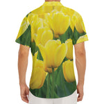 Yellow Tulip Print Men's Deep V-Neck Shirt