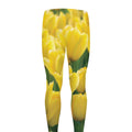 Yellow Tulip Print Men's Leggings