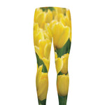 Yellow Tulip Print Men's leggings