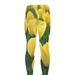 Yellow Tulip Print Men's leggings