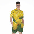 Yellow Tulip Print Men's Romper