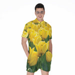 Yellow Tulip Print Men's Rompers