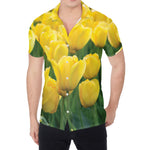 Yellow Tulip Print Men's Shirt