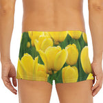 Yellow Tulip Print Men's Short Boxer Briefs