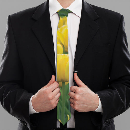 Yellow Tulip Print Necktie