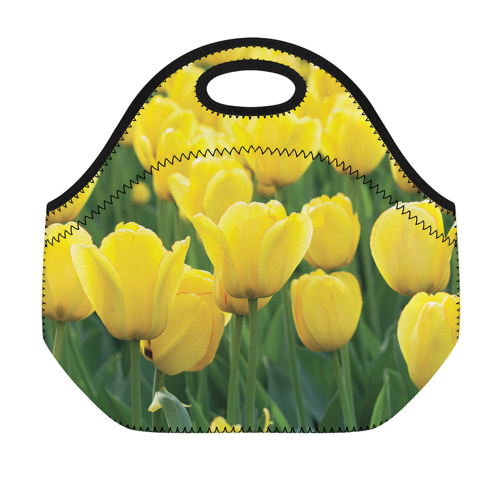 Yellow Tulip Print Neoprene Lunch Bag