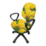 Yellow Tulip Print Office Chair Cover