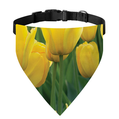 Yellow Tulip Print Over The Collar Dog Bandana