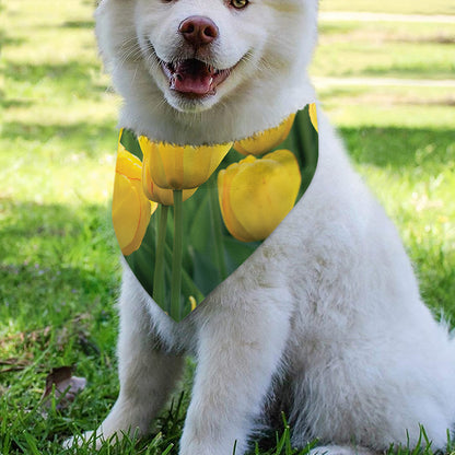 Yellow Tulip Print Over The Collar Dog Bandana
