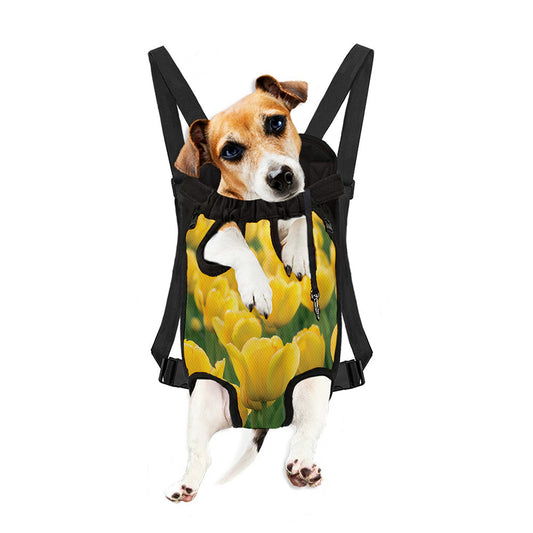 Yellow Tulip Print Pet Carrier Backpack