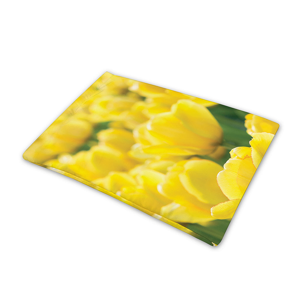 Yellow Tulip Print Pet Cooling Mat Cover