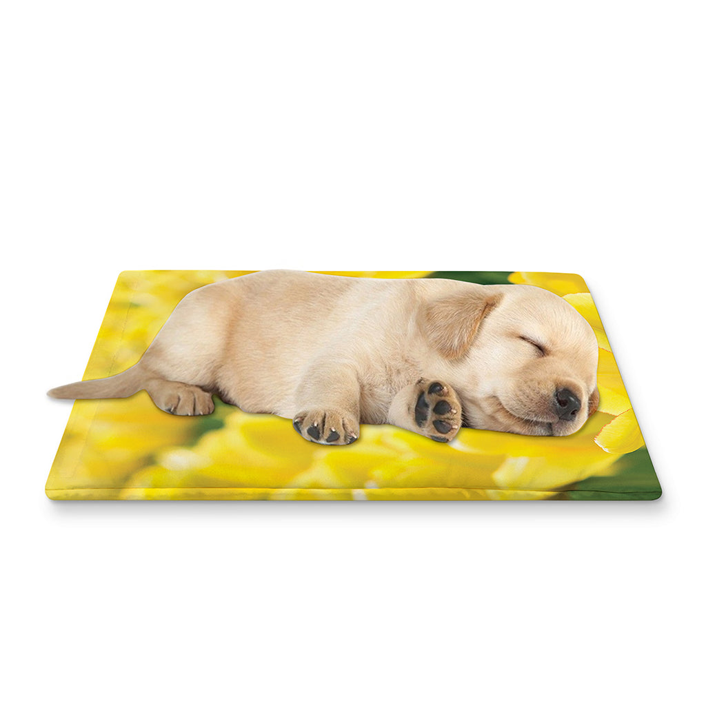 Yellow Tulip Print Pet Cooling Mat Cover
