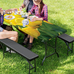 Yellow Tulip Print Picnic Table Cover