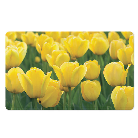 Yellow Tulip Print Polyester Doormat