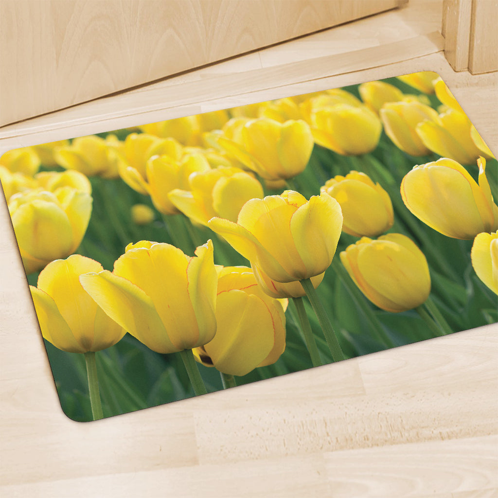 Yellow Tulip Print Polyester Doormat