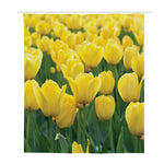 Yellow Tulip Print Polyester Shower Curtain