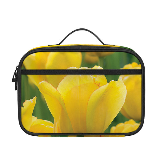 Yellow Tulip Print Portable Lunch Bag