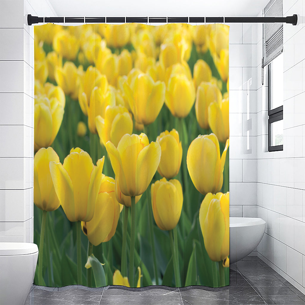 Yellow Tulip Print Premium Shower Curtain