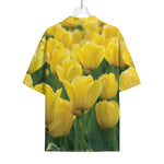 Yellow Tulip Print Rayon Hawaiian Shirt