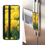 Yellow Tulip Print Refrigerator Handle Covers