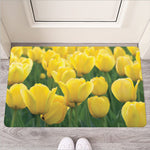 Yellow Tulip Print Rubber Doormat