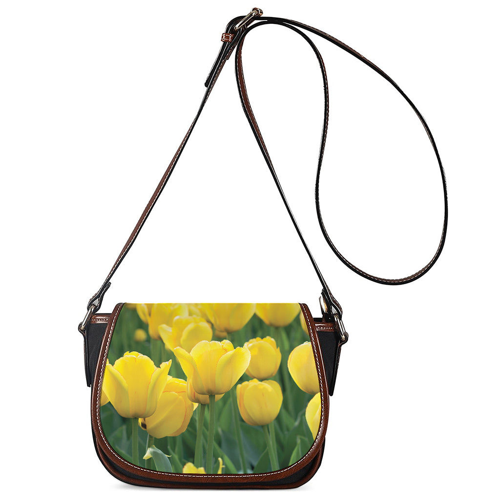 Yellow Tulip Print Saddle Bag