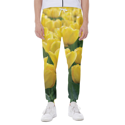 Yellow Tulip Print Scuba Joggers